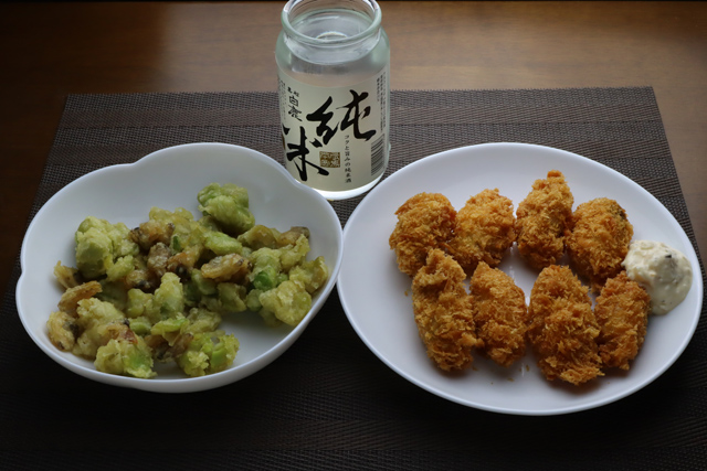 カキフライ/そら豆とアサリの天ぷら