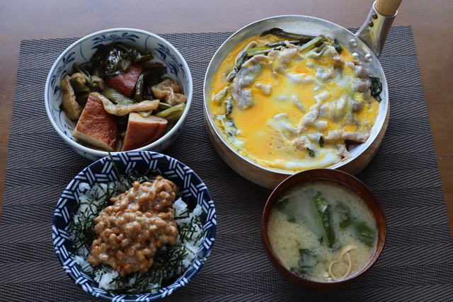 豚バラ/小松菜の卵とじと煮物