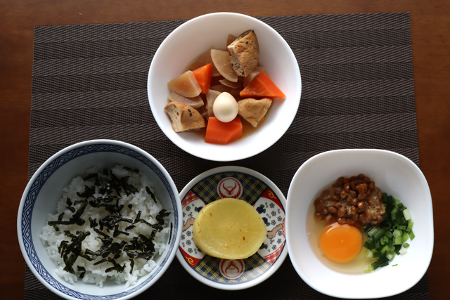 煮物と全卵納豆