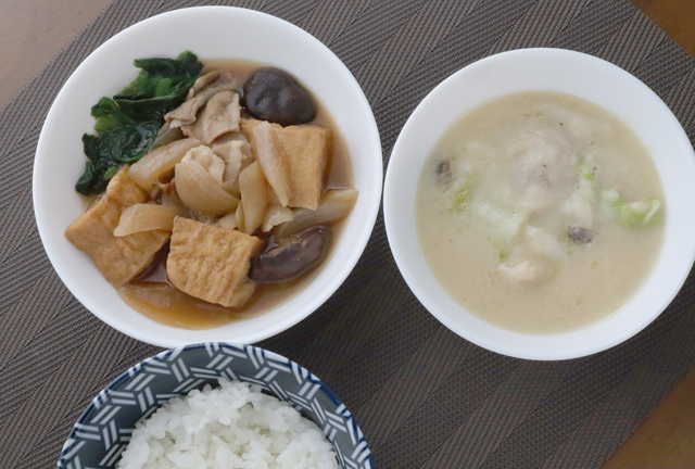 肉豆腐と鶏モモ/白菜のクリーム煮