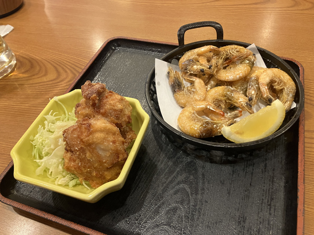 鶏唐揚げと芝海老唐揚げ