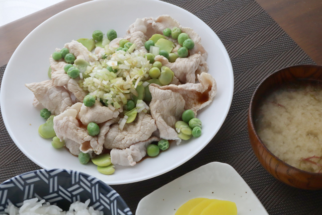 豚と豆のポン酢かけ