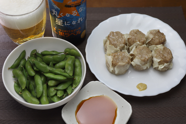 シューマイと枝豆