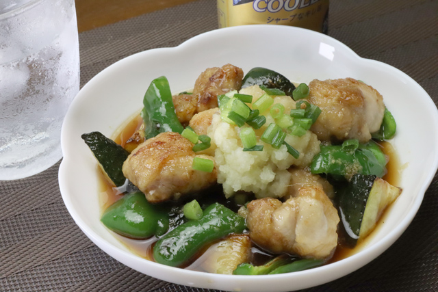 鳥と夏野菜の揚げ出し