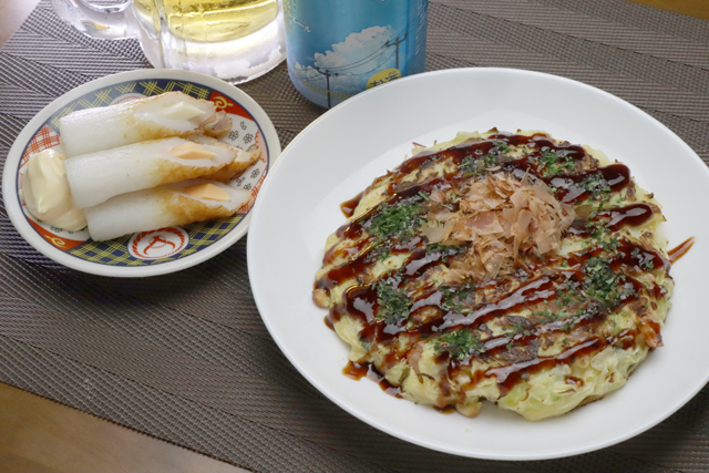海鮮お好み焼きとチーチク