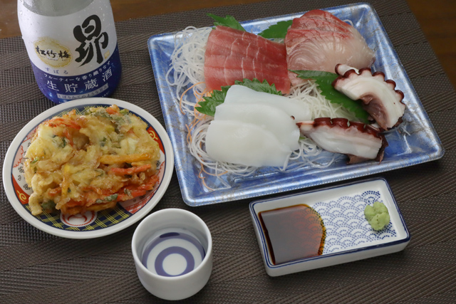 刺身とかき揚げ