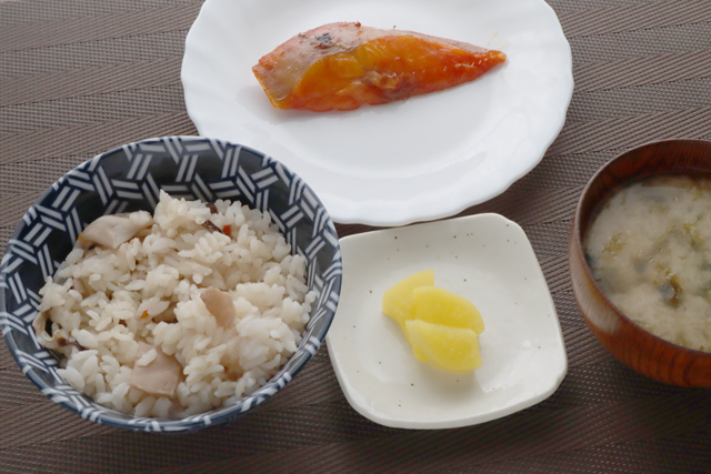 アブラカレイの味醂干しとキノコご飯