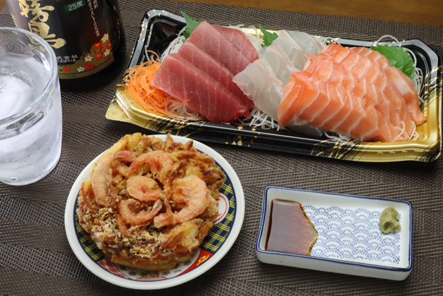 刺身とかき揚げ