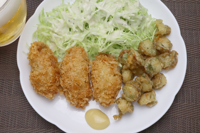 カキフライとベビーホタテ磯辺揚げ