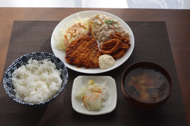 アジフライとイカ唐揚げ