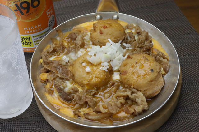 牛バラと京がんもの卵とじ