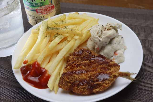 アジフライとフライドポテト